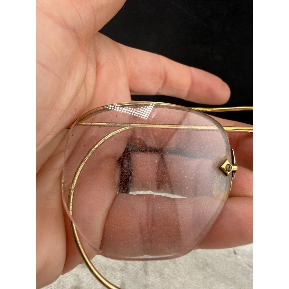 Vintage ArtCraft Wire Frame Glasses Gold Filled Rimless Engraved Bridge Case